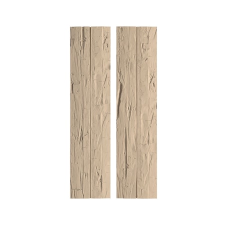 Rustic Two Board Joined Board-n-Batten Hand Hewn Faux Wood Shutters W/No Batten, 11W X 60H